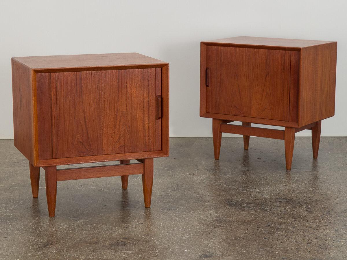 Dänische moderne Svend Madsen Tambour-Beistelltische aus Teakholz, Tambour 5