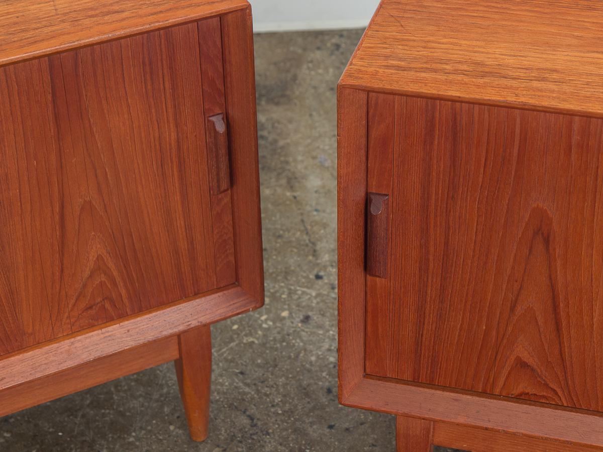 Danish Modern Svend Madsen Teak Tambour End Tables 1