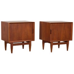 Danish Modern Svend Madsen Teak Tambour End Tables