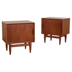Dänische moderne Svend Madsen Tambour-Beistelltische aus Teakholz, Tambour