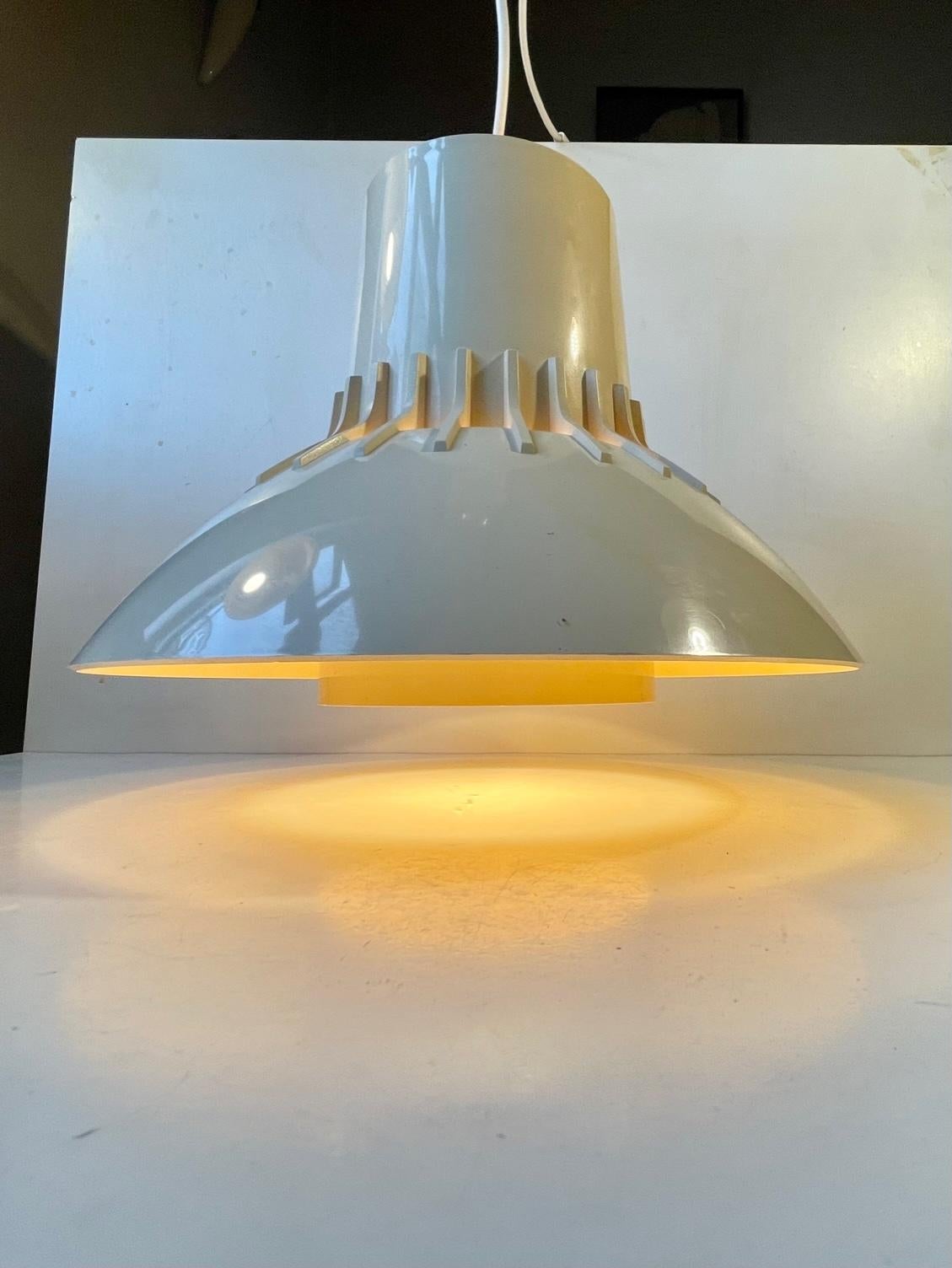 Scandinavian Modern Danish Modern Svend Middelboe Ceiling Pendant Lamp in Cream Plastic, 1970s For Sale