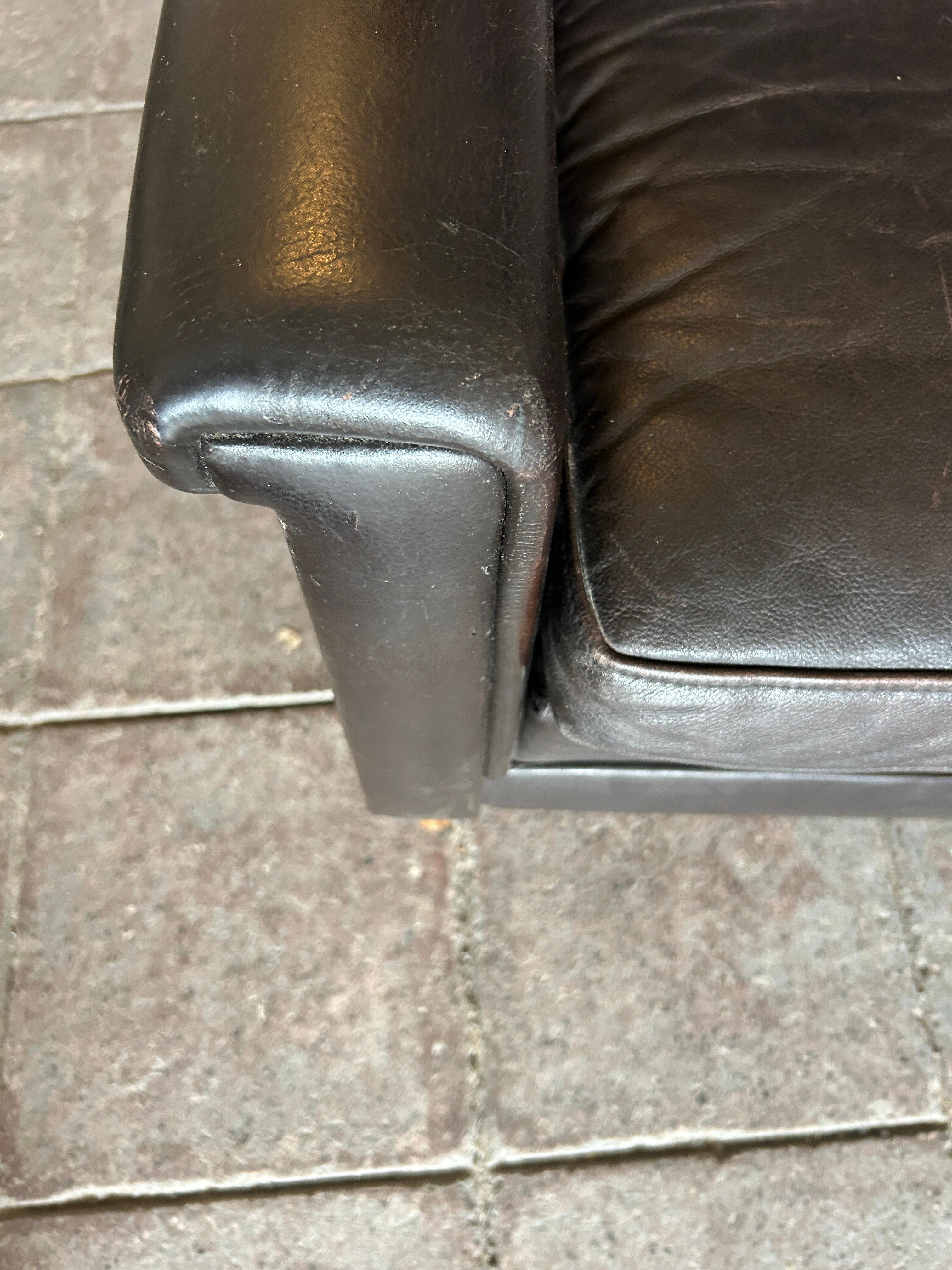Danish Modern Svend Skipper high back dark brown Leather Lounge Chair In Good Condition In BROOKLYN, NY