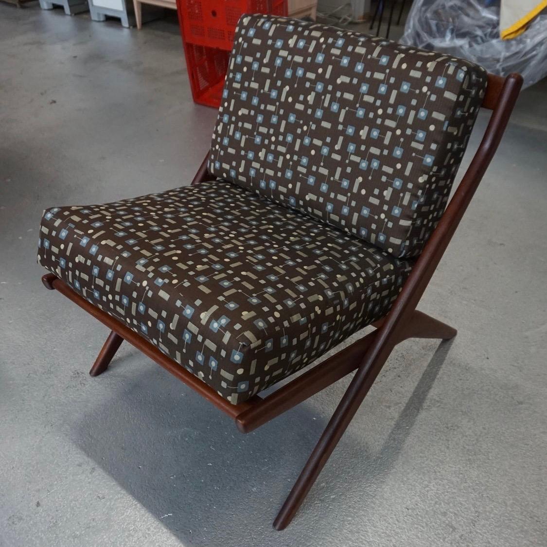 Fabric Danish Modern Swedish Folke Ohlsson DUX Scissor Chair