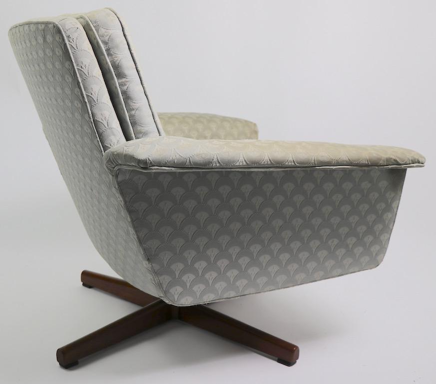 20th Century Danish Modern Swivel Chair and Ottoman Attributed to DUX