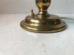 Danish Modern Table Lamp in Turquoise Glass and Brass from ABO, 1970s
