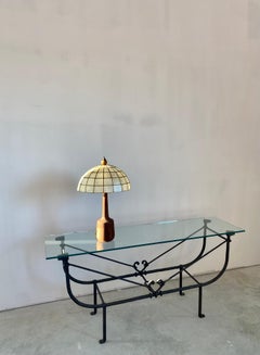 Danish Modern Table Lamp, Walnut Base with Capiz Shell Shade, 1960s