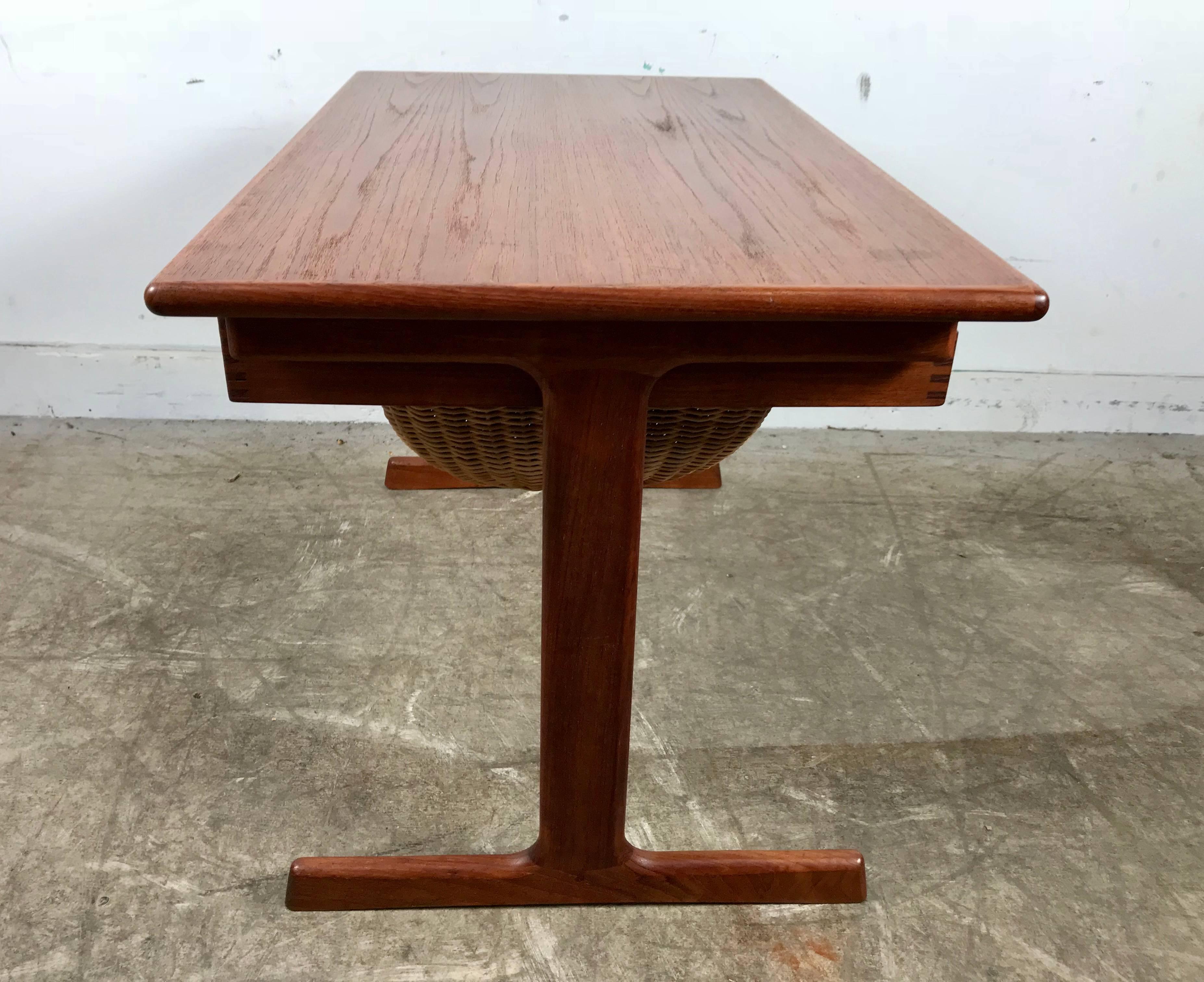 20th Century Danish Modern Table with Basket Drawer 