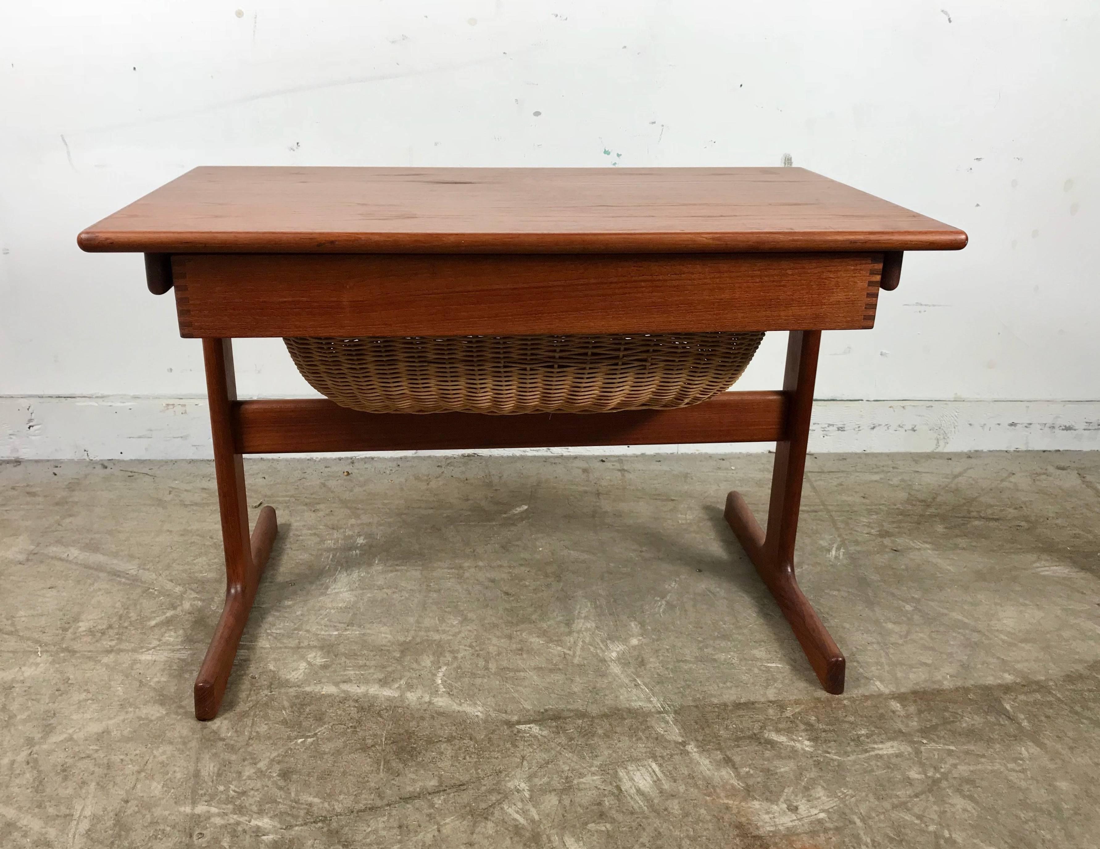 Danish Modern Table with Basket Drawer  3