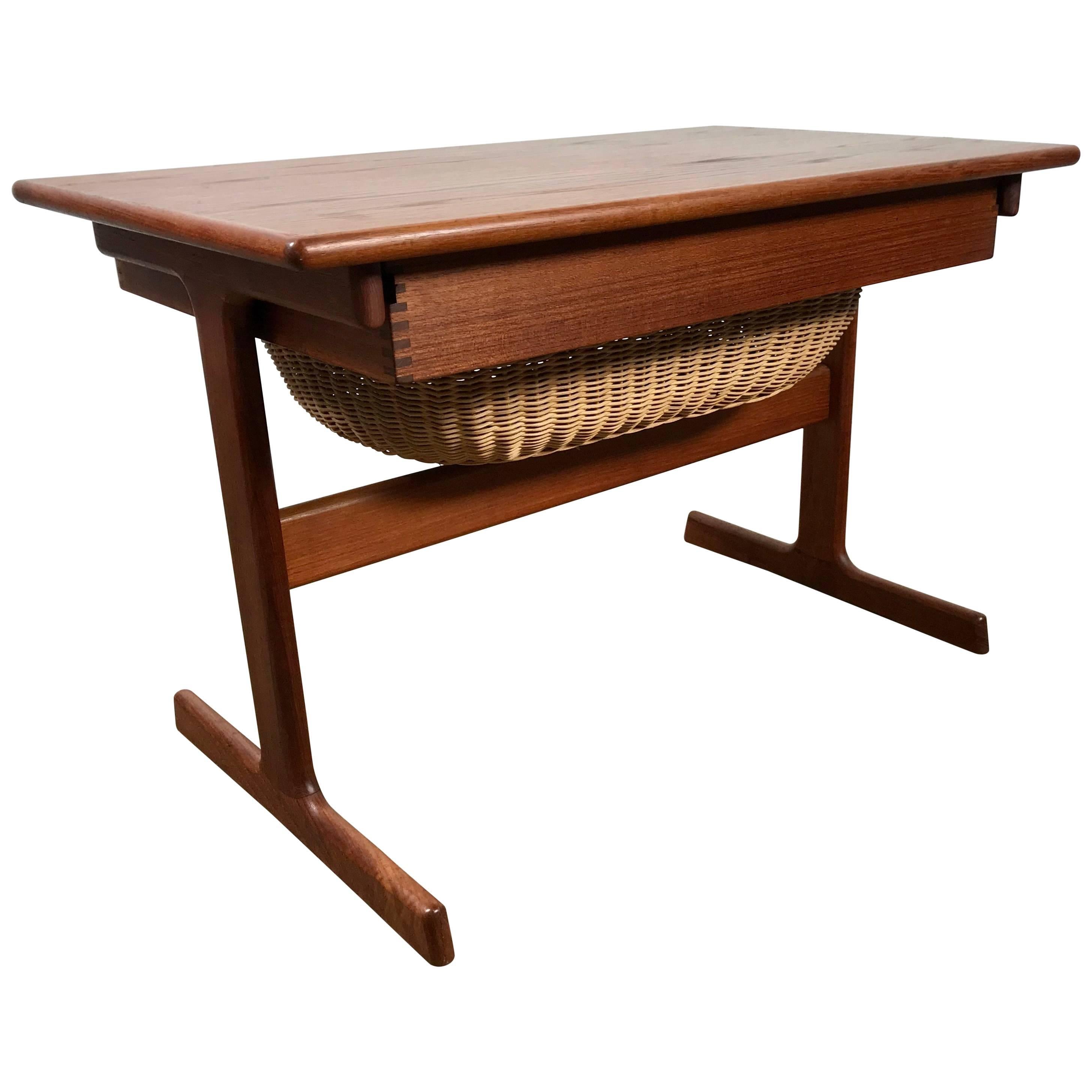 Danish Modern Table with Basket Drawer 