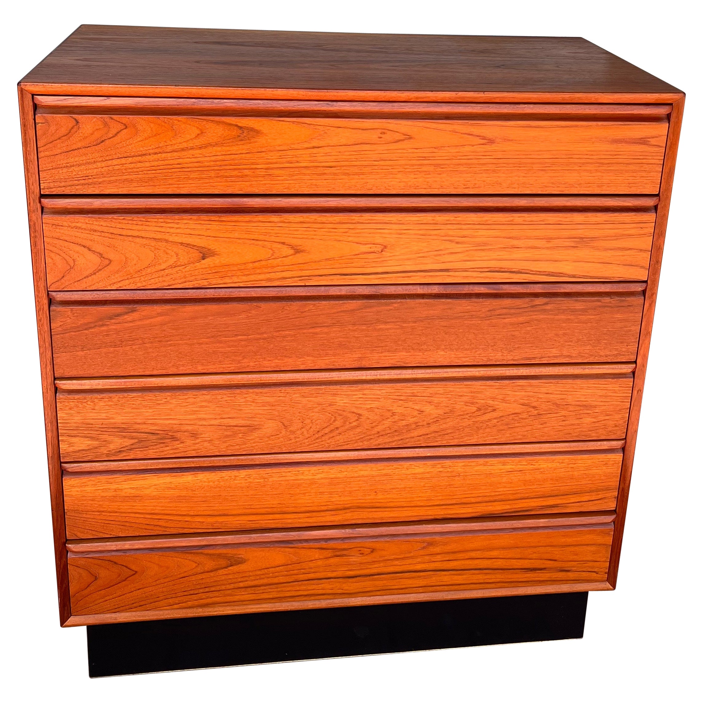 Danish Modern Tall Boy Solid Teak Dresser
