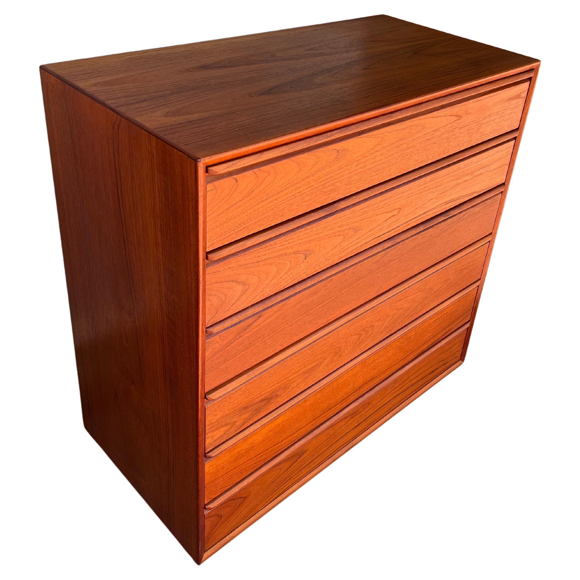 Scandinavian Modern Danish Modern Tall Boy Solid Teak Dresser