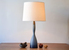 Danish Modern Tall Gourd Shaped Table Lamp Night Blue Glass by Holmegaard, 1960s
