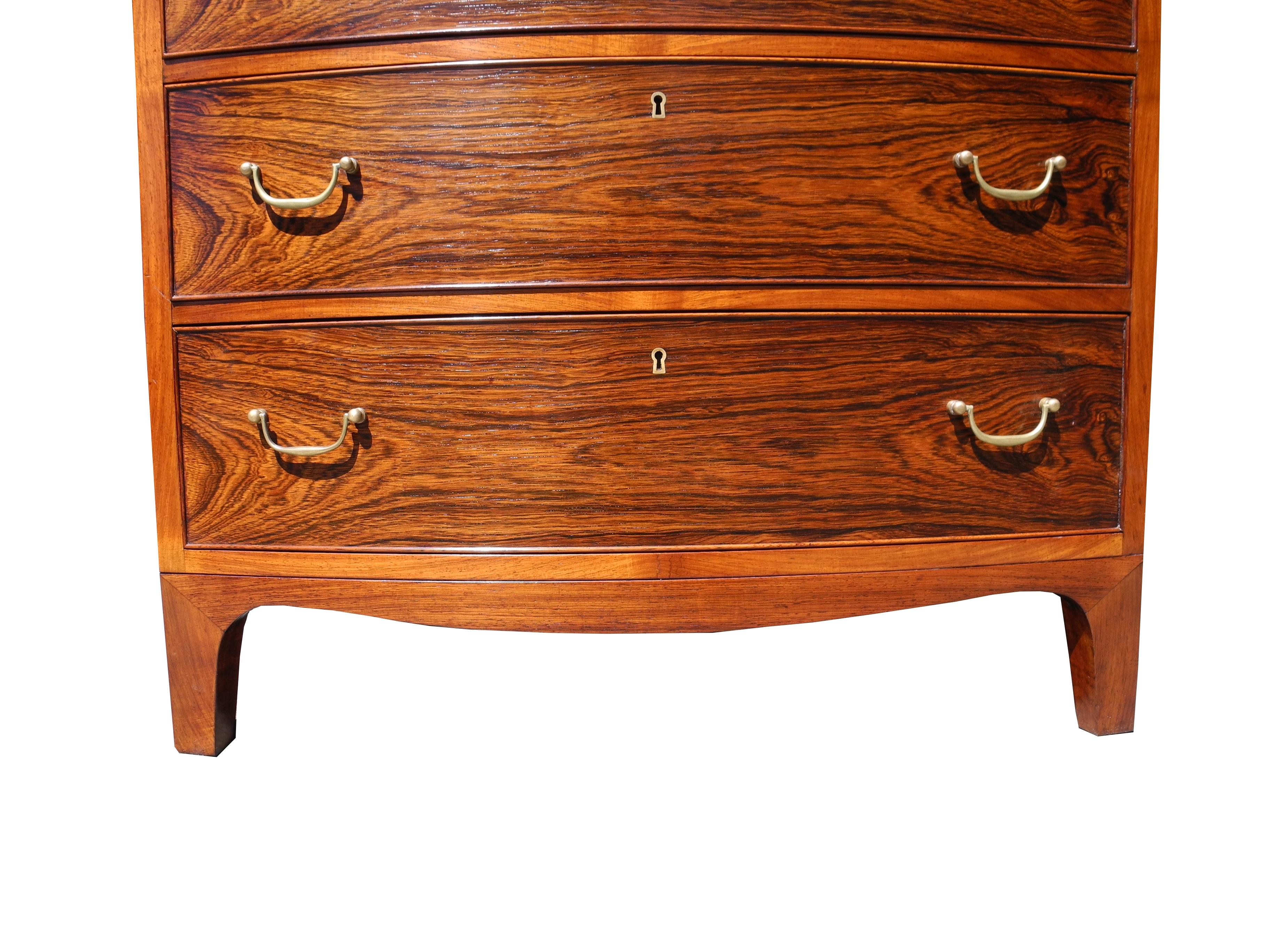 Scandinavian Modern Danish Modern Tall Rosewood Bombe Dresser or Chest of Drawers by Ole Wanscher For Sale