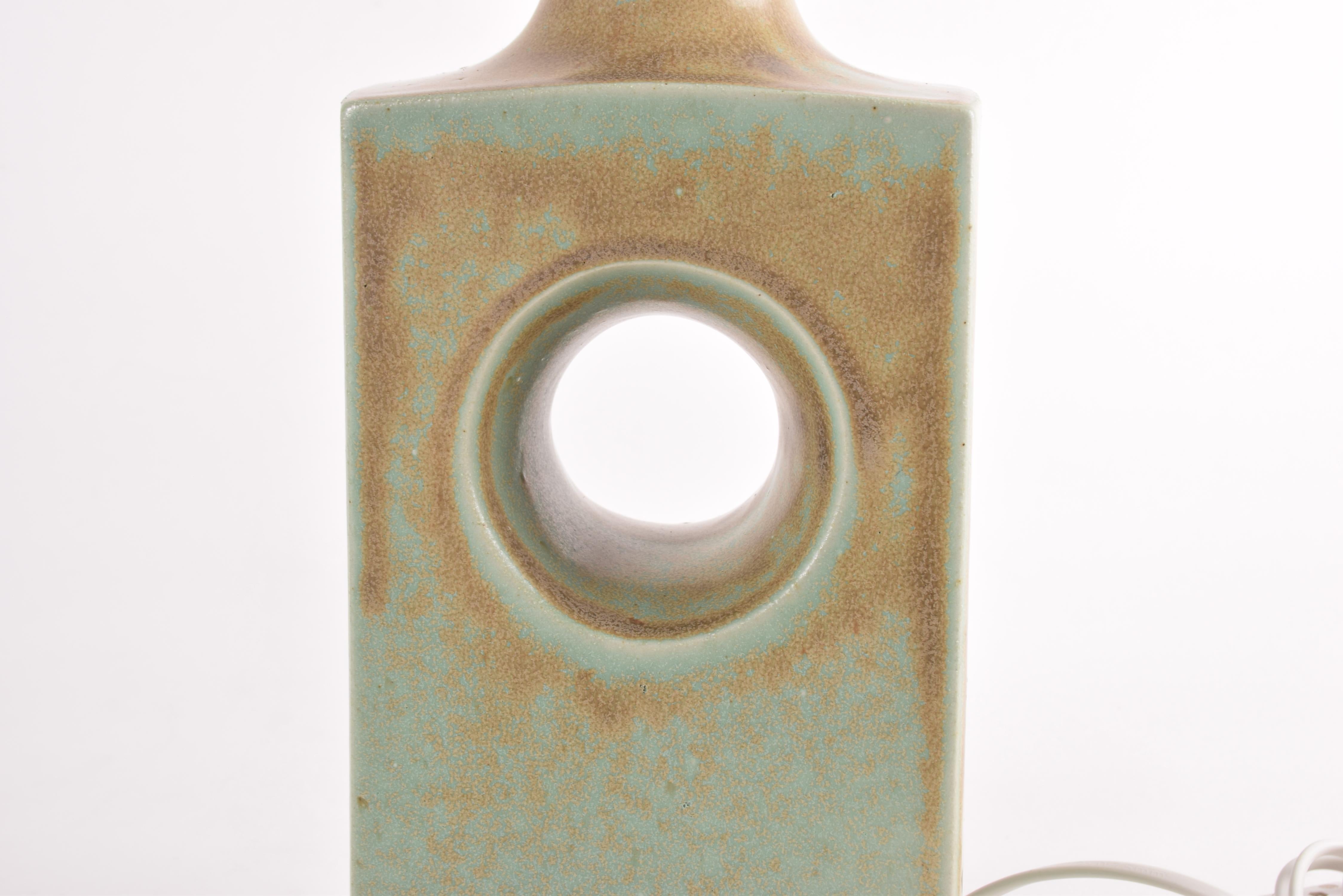 Danish Modern Tall Sculptural Ceramic Table Lamp Sage Green by Knabstrup, 1960s 1