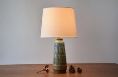 Lampe de bureau haute moderne danoise à décor graphique bleu et marron, Michael Andersen, années 1960