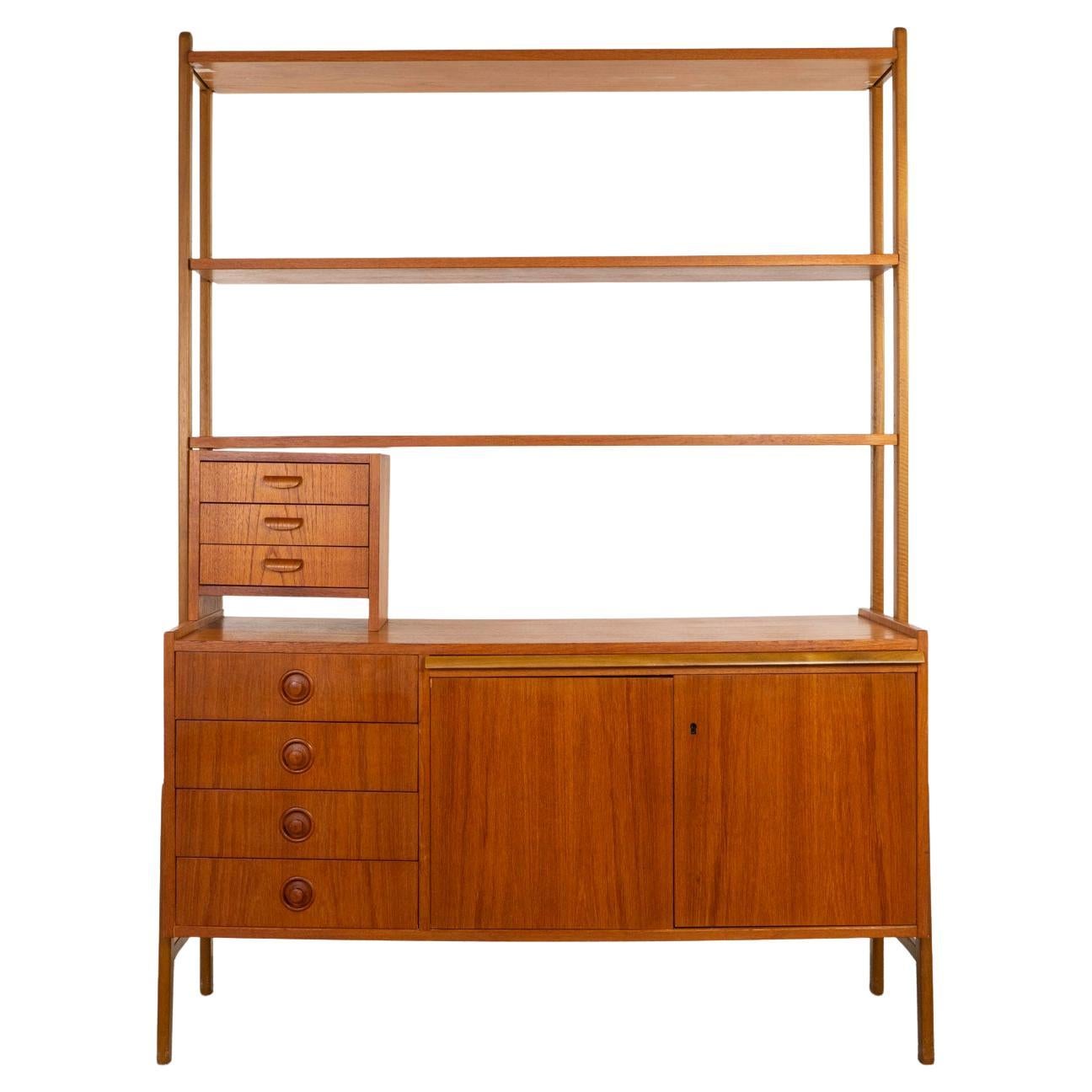 Librería/armario alto danés moderno de teca y haya en venta