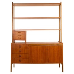 Danish Modern Tall Teak & Buche Bücherregal/Schrank