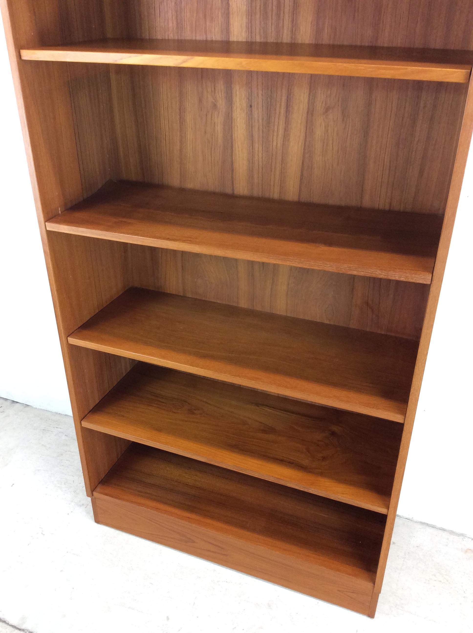 Veneer Danish Modern Tall Teak Bookcase For Sale