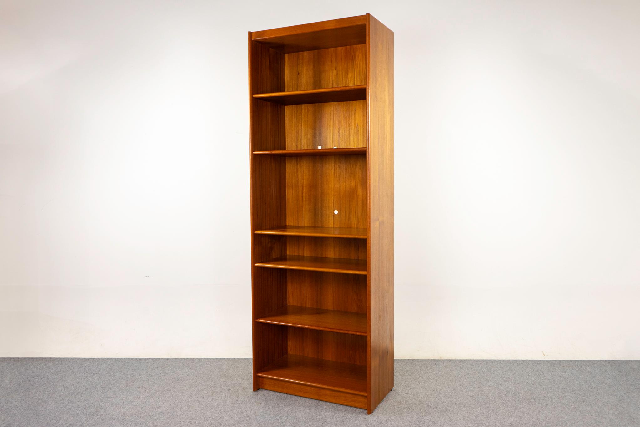 Danish Modern Tall Teak Bookcase For Sale at 1stDibs