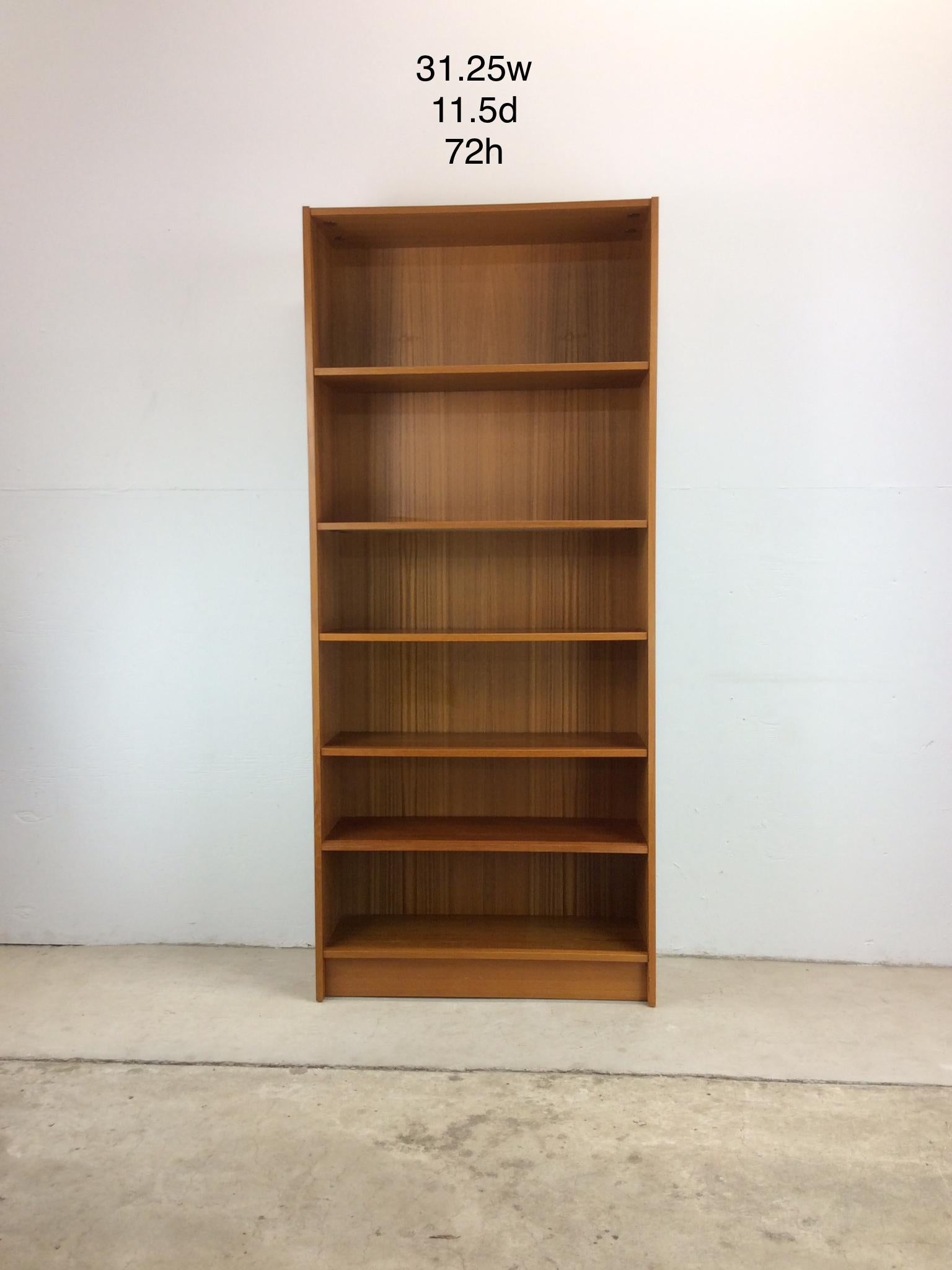 Danish Modern Tall Teak Bookcase with Adjustable Shelves For Sale 10