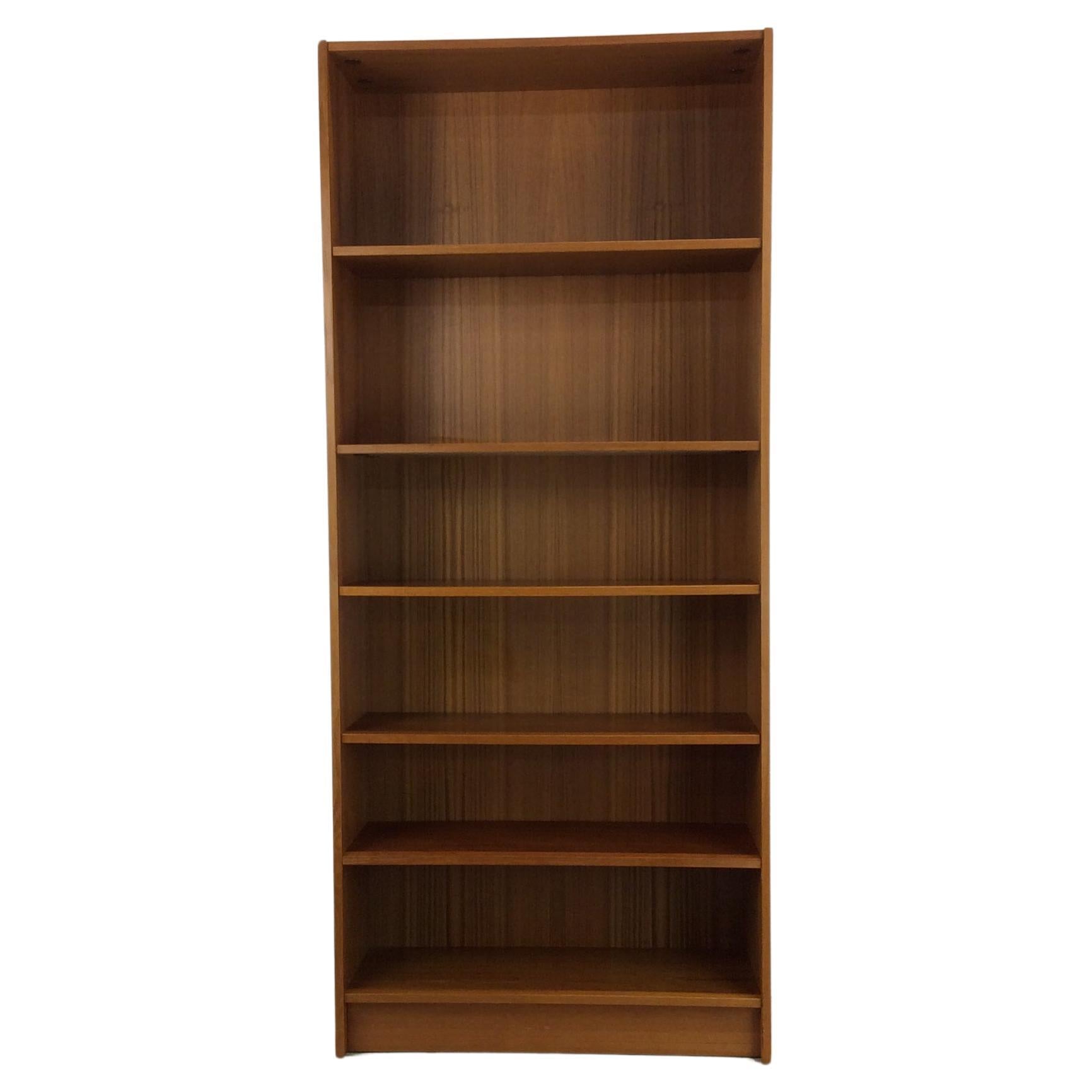 Danish Modern Tall Teak Bookcase with Adjustable Shelves For Sale
