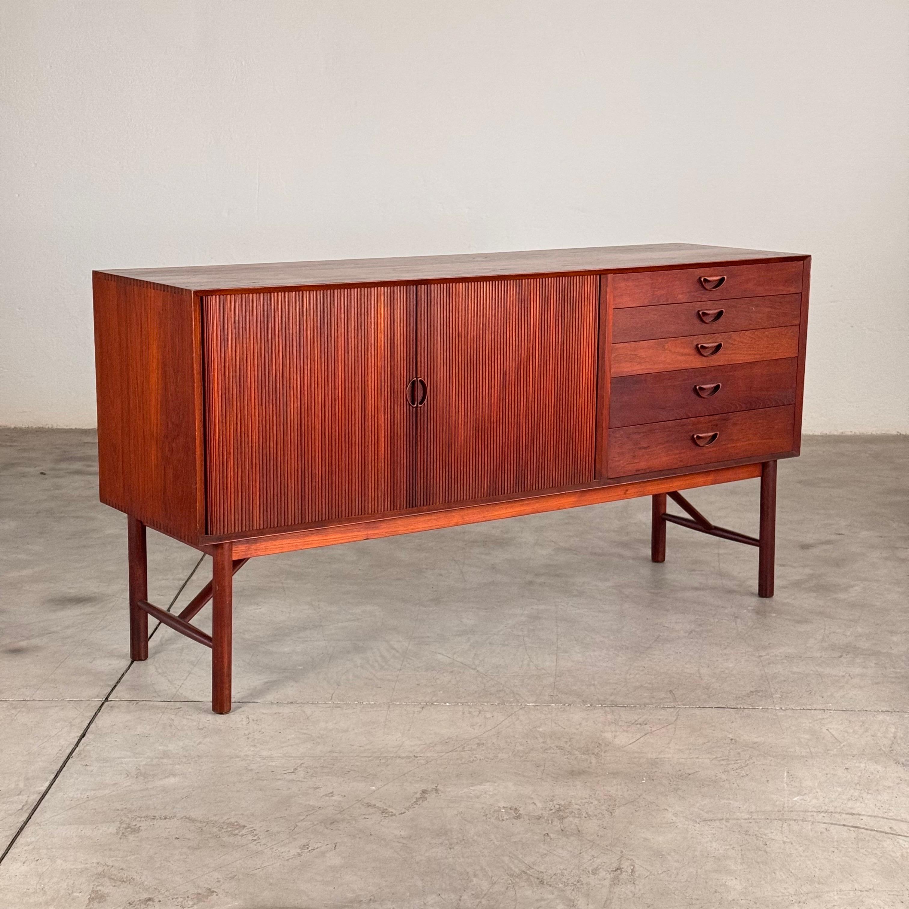 Mid-Century Modern Danish Modern Tambour Credenza by Peter Hvidt & Orla Mølgaard-Nielsen, 1960s For Sale