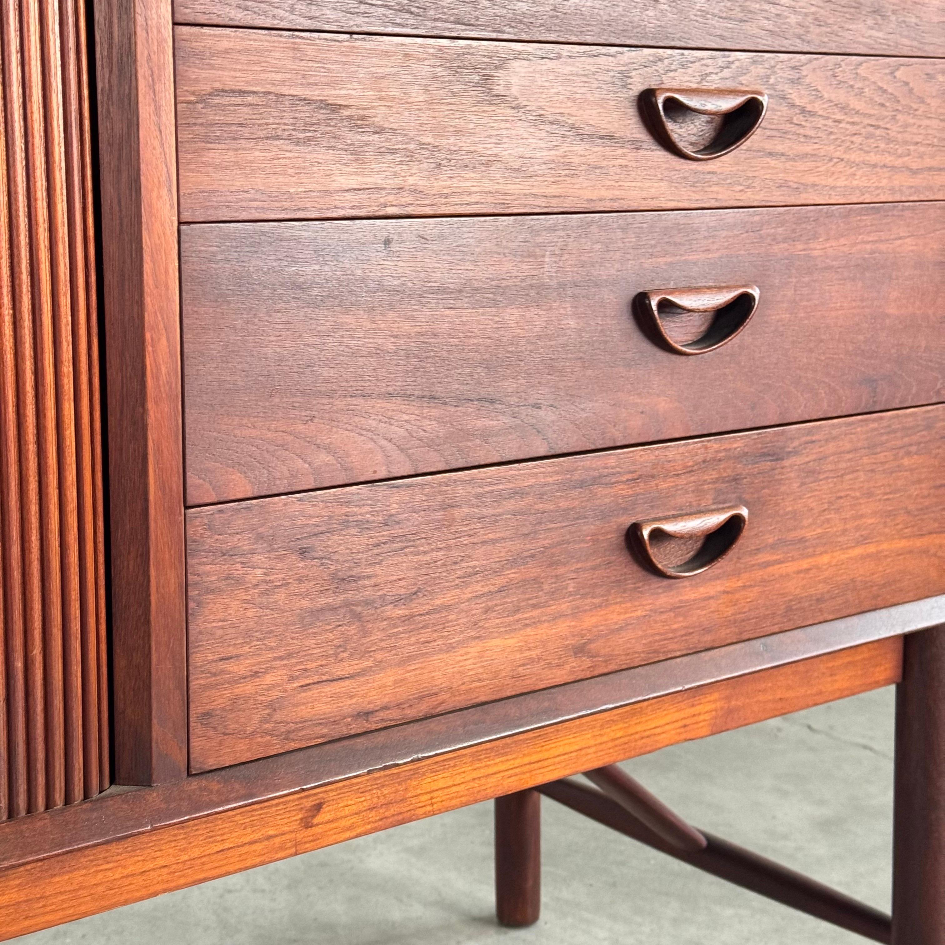Teak Danish Modern Tambour Credenza by Peter Hvidt & Orla Mølgaard-Nielsen, 1960s For Sale