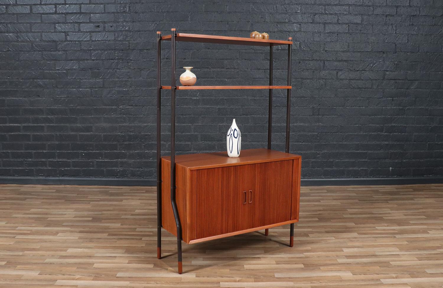Danish Modern Tambour-Door Bookshelf by Lyby Mobler (Moderne der Mitte des Jahrhunderts)