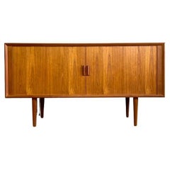 Danish Modern Tambour Door Console or Credenza