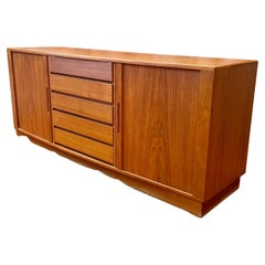 Danish Modern Tambour Door Credenza Arched Front