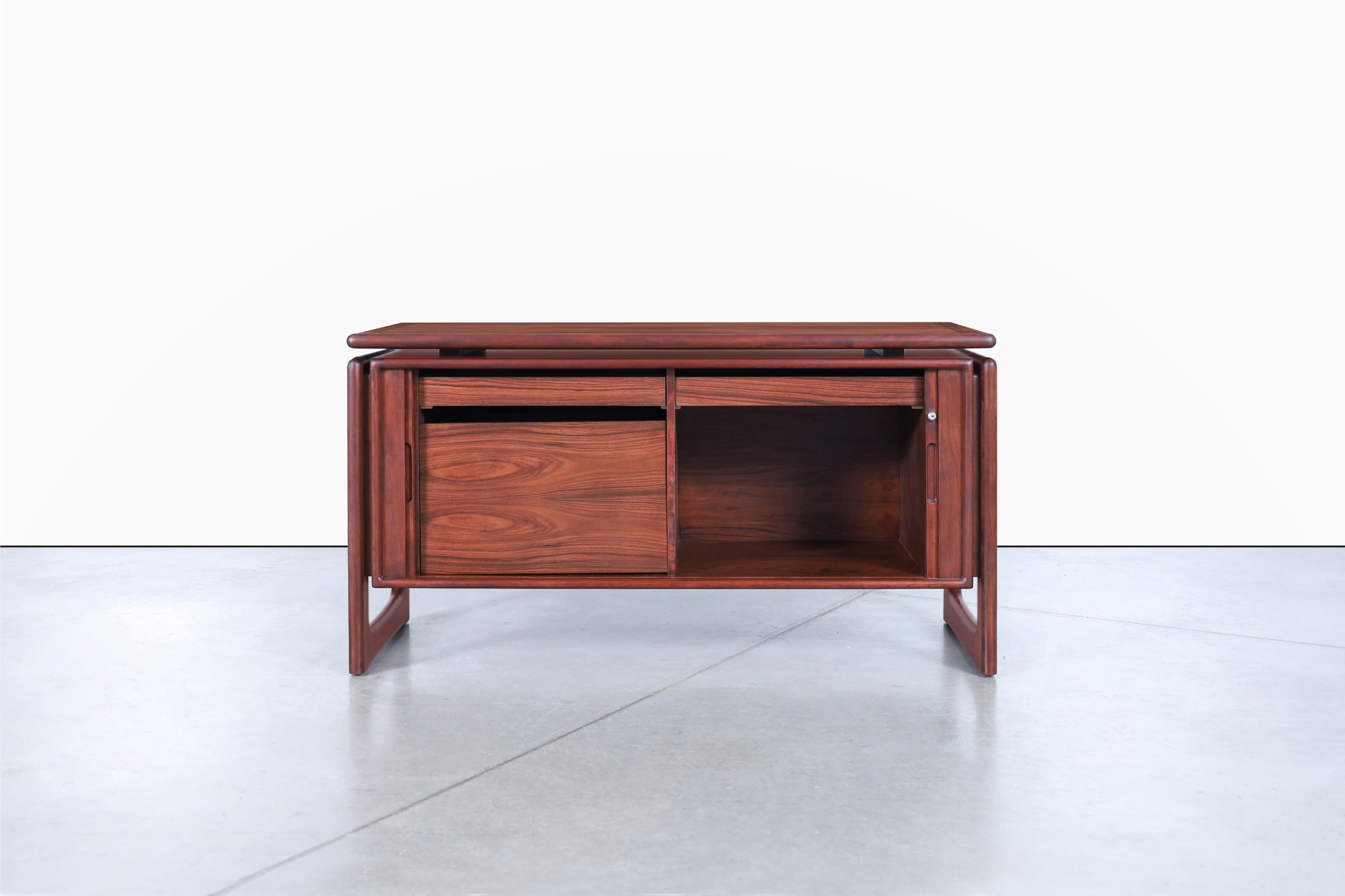 Danish Modern Rosewood Tambour Door Credenza by Dyrlund In Excellent Condition In North Hollywood, CA