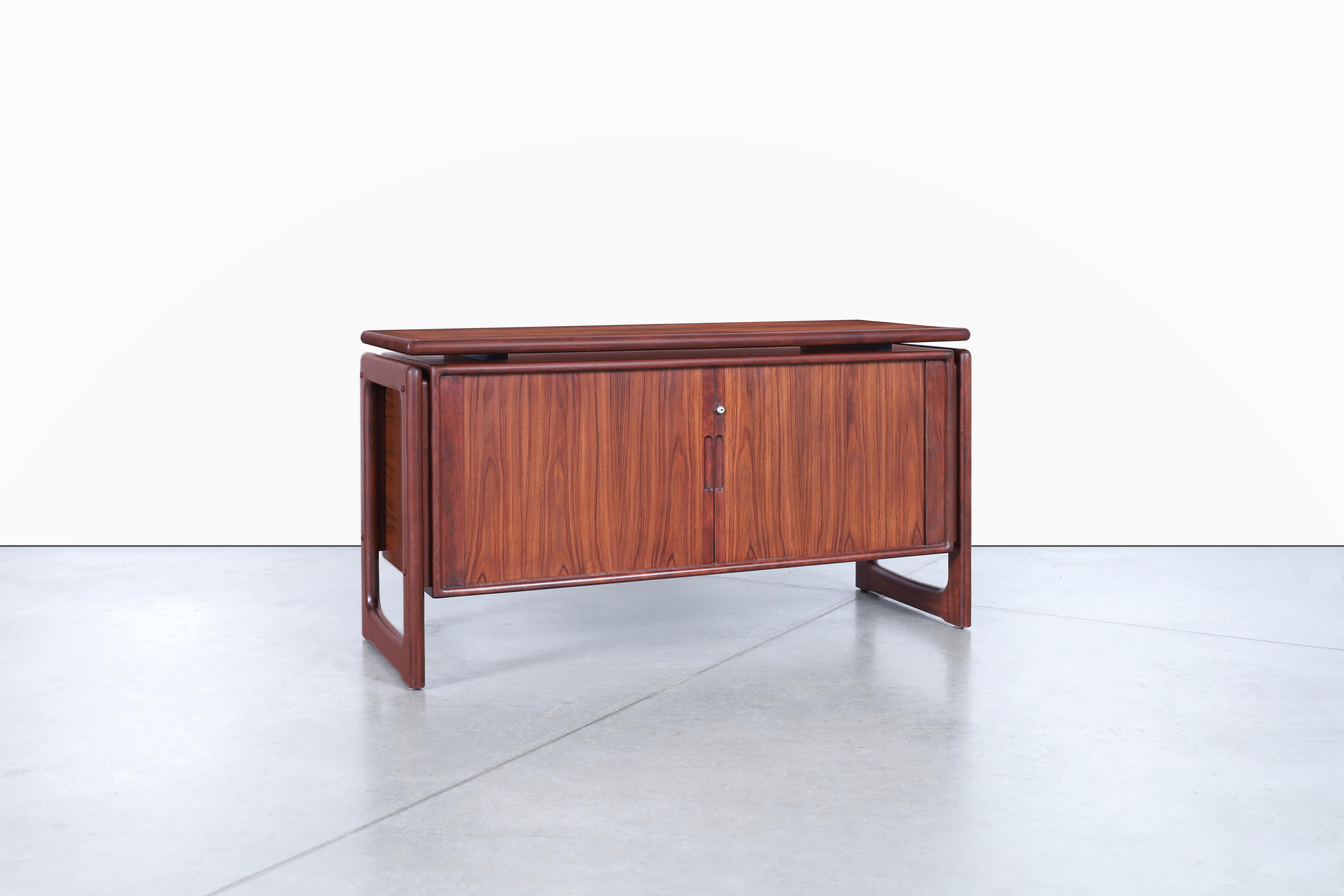 Danish Modern Rosewood Tambour Door Credenza by Dyrlund 1
