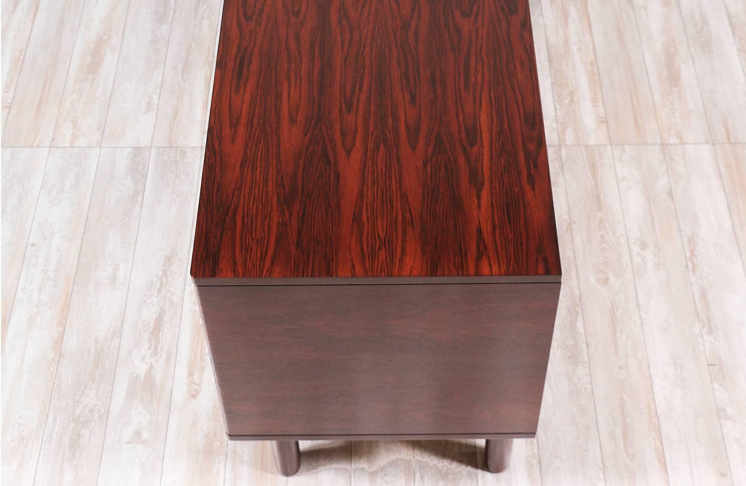 Mid-20th Century Danish Modern Tambour-Door Rosewood Credenza by Hornslet Møbelfrabrik