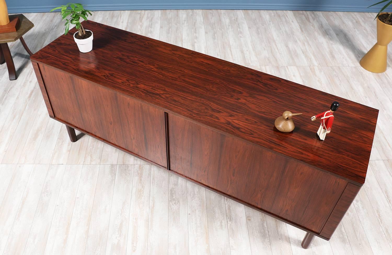 Mid-Century Modern Danish Modern Tambour-Door Rosewood Credenza by Hornslet Møbelfrabrik