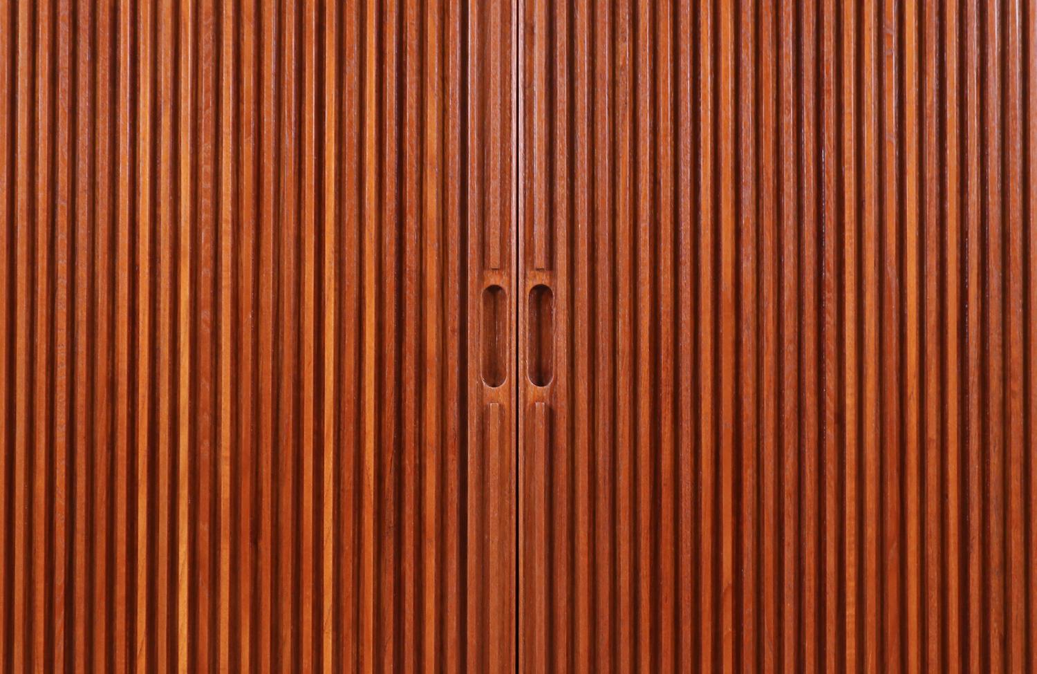 Danish Modern Tambour-Door Teak Cabinet Credenza 8