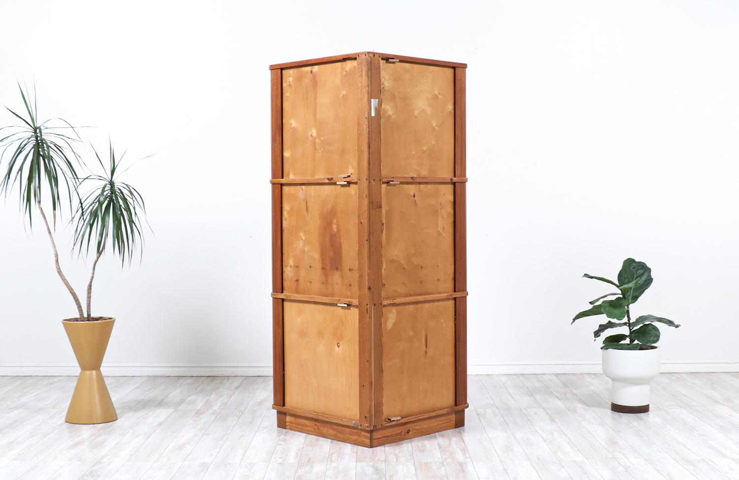 Wood Danish Modern Tambour-Door Teak Corner Cabinet