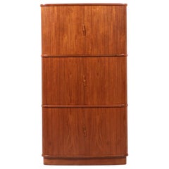 Danish Modern Tambour-Door Teak Corner Cabinet