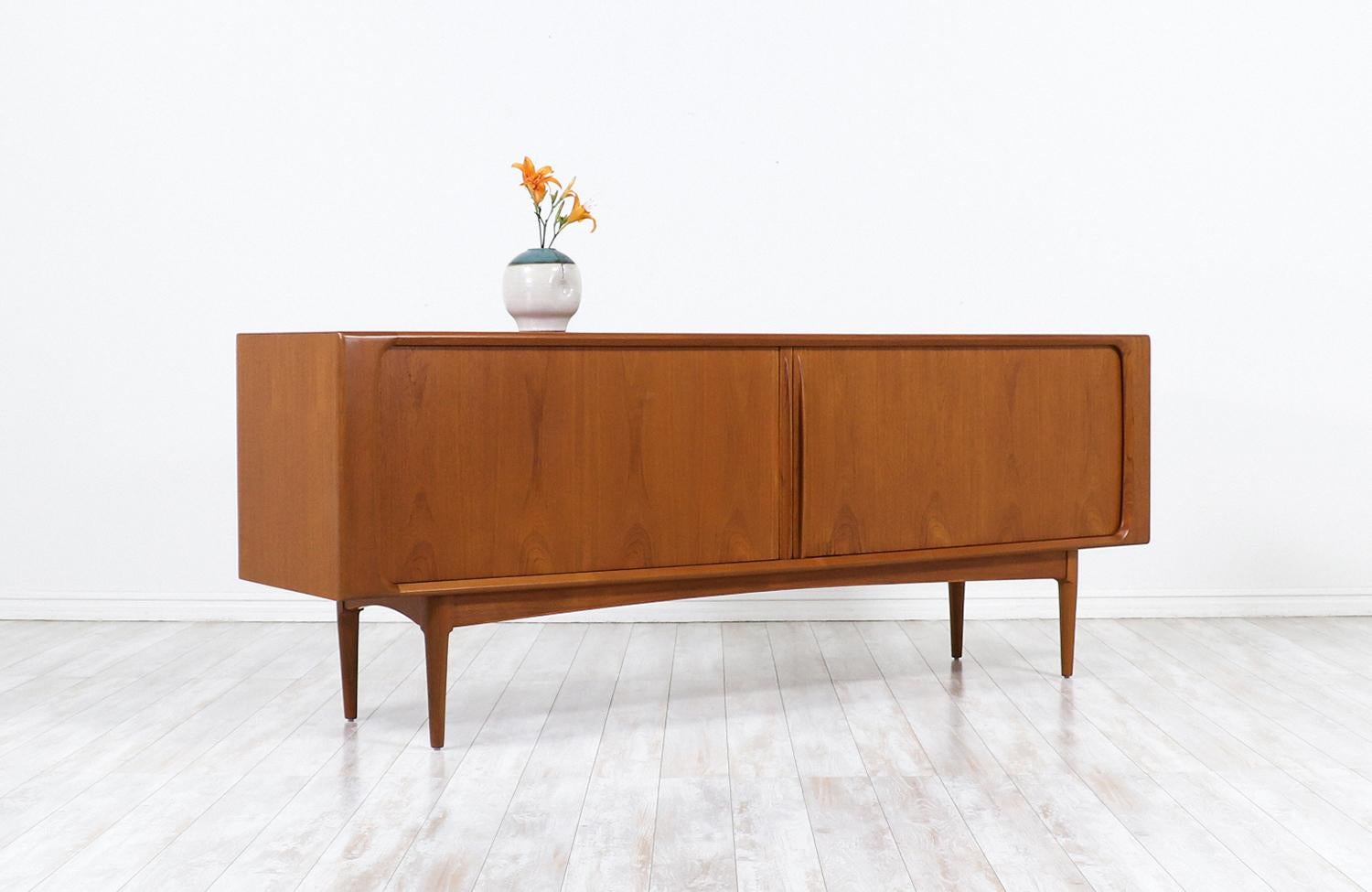 Danish Modern Tambour-Door Teak Credenza by Bernhard Pedersen In Excellent Condition In Los Angeles, CA