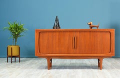 Danish Modern Tambour-Door Teak Credenza by Falster Møbelfabrik