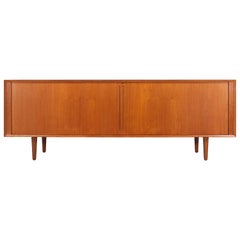 Danish Modern Tambour-Door Teak Credenza