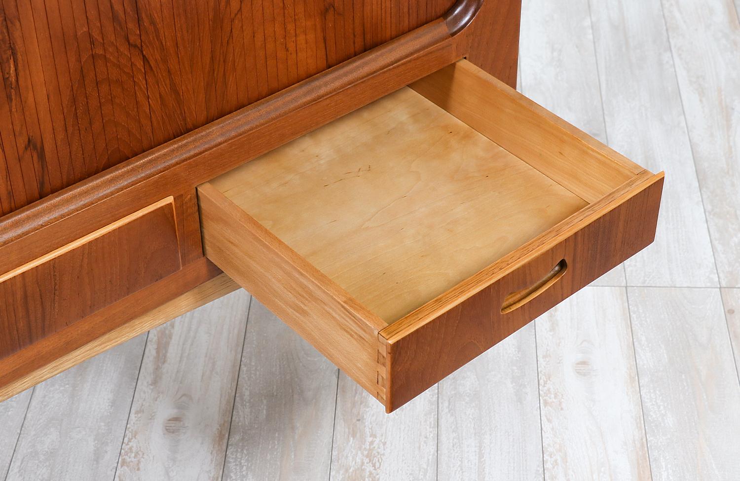 Danish Modern Tambour-Door Teak & Oak Cabinet Credenza 6