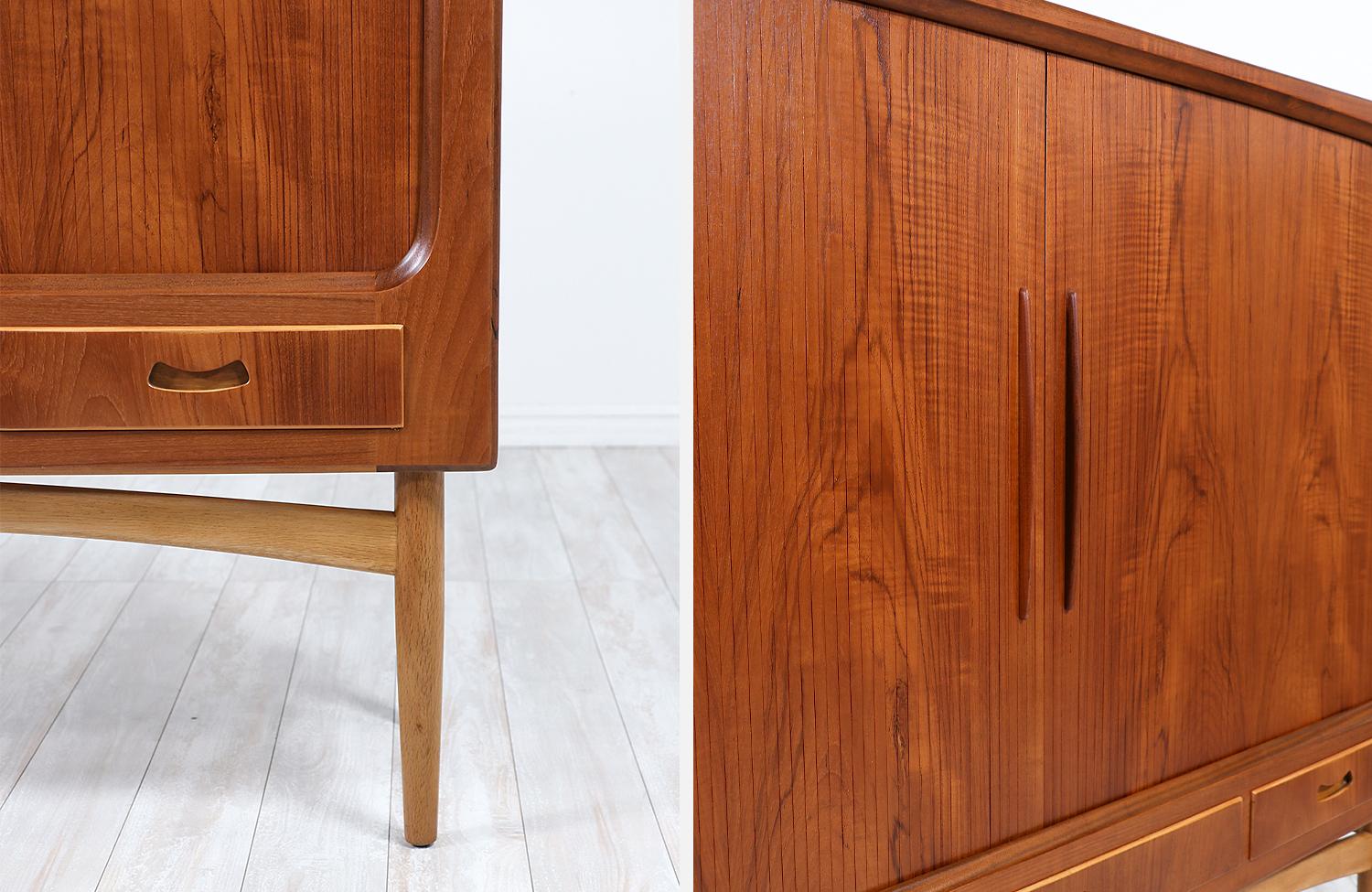 Danish Modern Tambour-Door Teak & Oak Cabinet Credenza 9