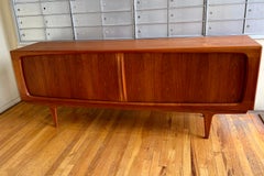 Danish Modern Tambour Door Teak X Long Credenza by Bernhard Pedersen and Son