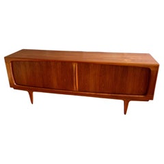 Danish Modern Tambour Door Teak X Long Credenza by Bernhard Pedersen and Son