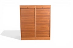 Danish Modern Tambour Locking File Cabinet in Teak  1960s