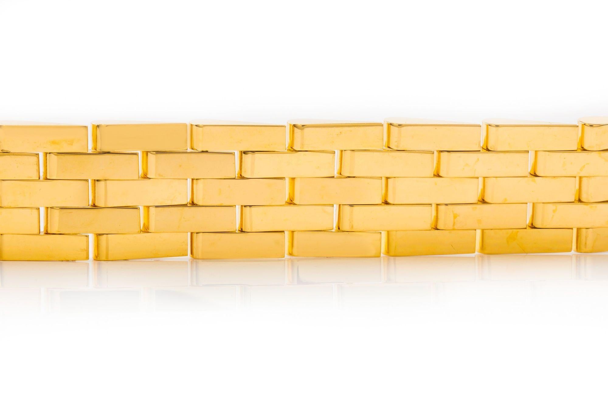 20th Century Danish Modern “Tank Track” 14k Gold Bracelet by Willy Junget