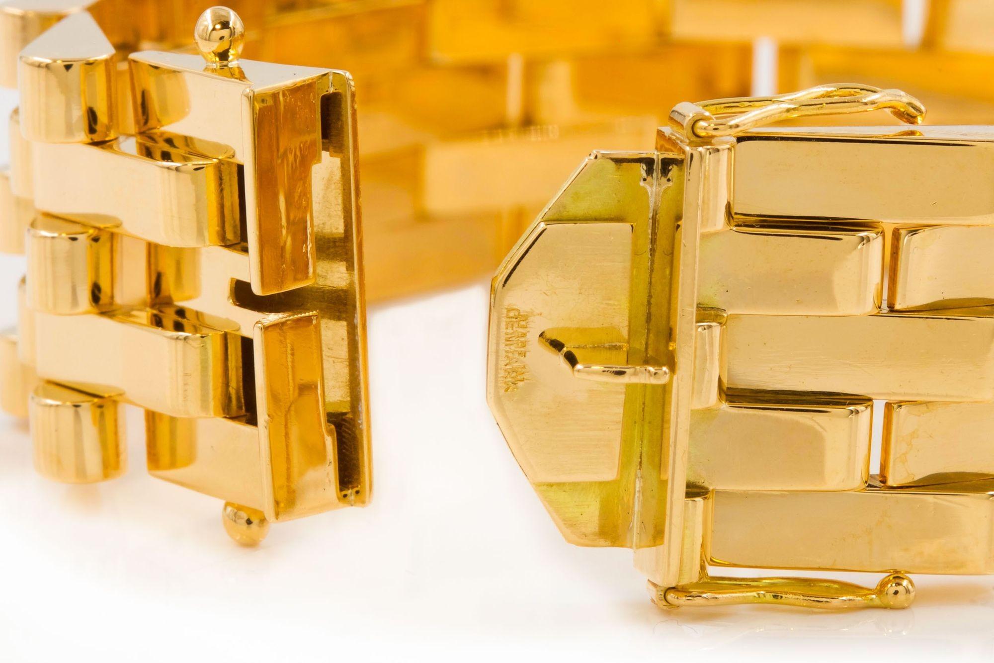 Danish Modern “Tank Track” 14k Gold Bracelet by Willy Junget 2
