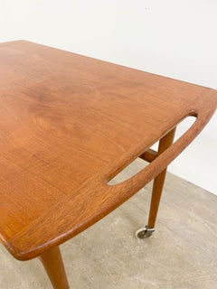 Danish Modern Tea Cart with Cane Shelf