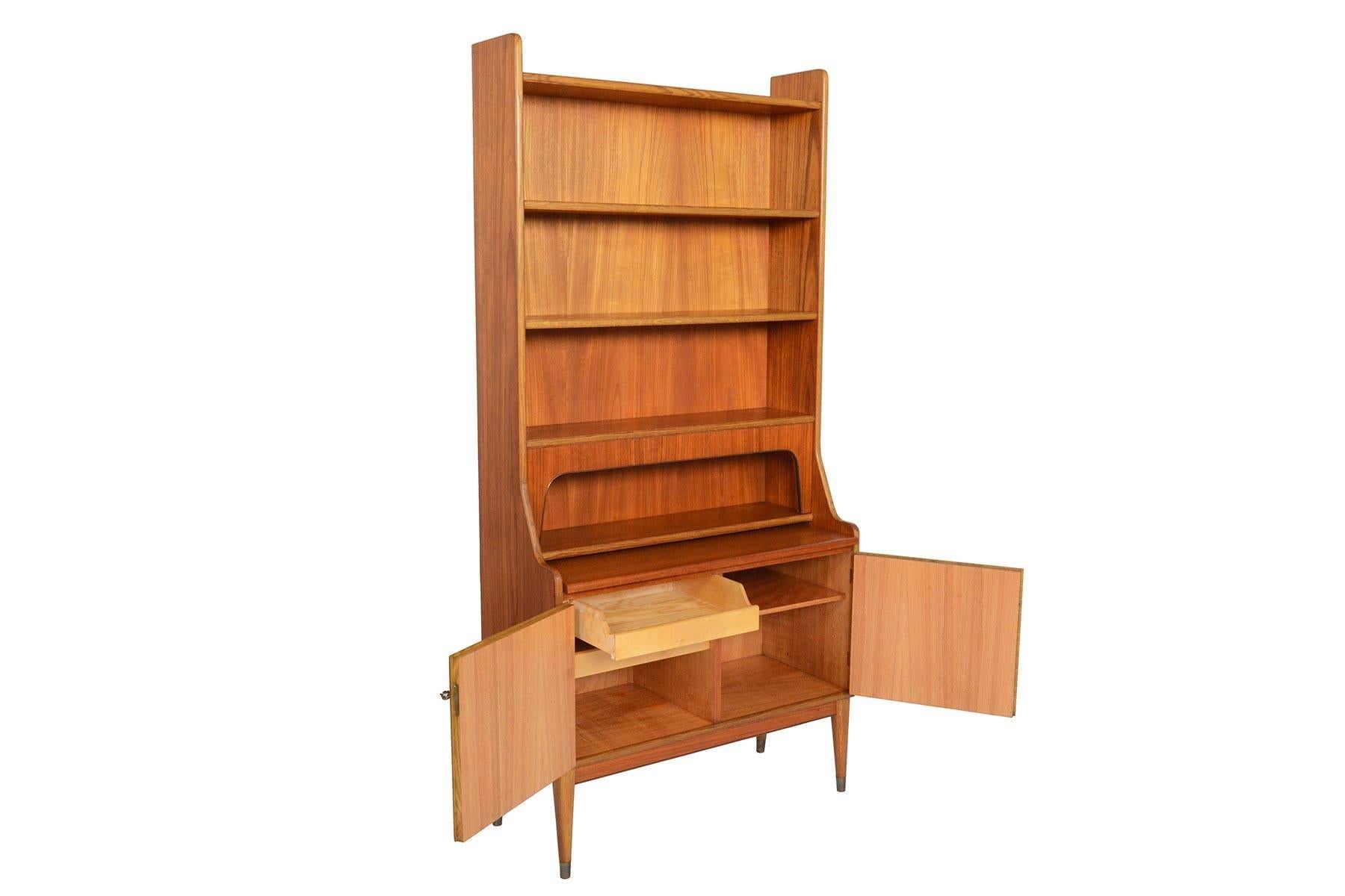 Danish Modern Teak and Oak Bookcase Secretary with Hidden Storage 2