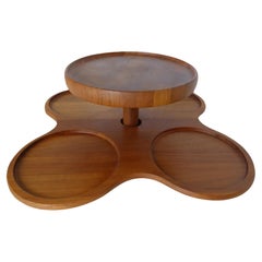 Danish Modern Teak 2-Tier Digsmed Lazy Susan Denmark 1960s